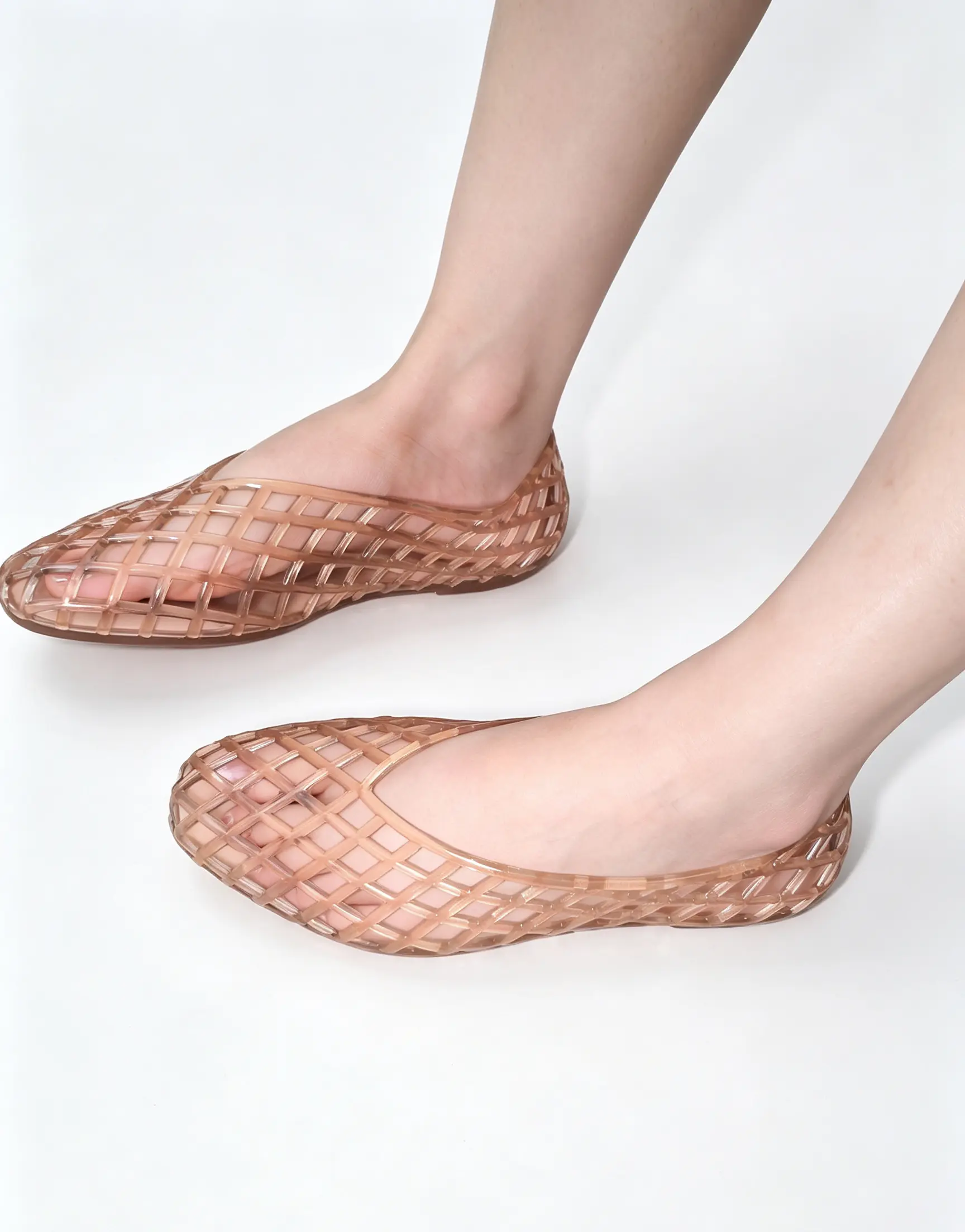 Women's Modern Lattice Ballet Flats - Comfortable Slip-On Pointed-Toe Jelly Shoes Footwear Mesh