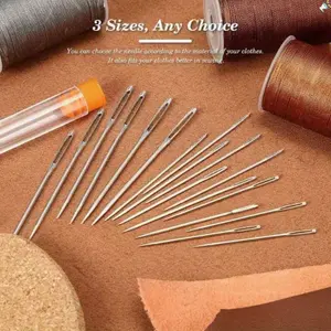 [Easy-Thread Embroidery Needles] 18 Large-Eye Sewing Needles Set | Easy-To-Thread Hand-Embroidery Needles, 3 Sizes for Hand Sewing & Cross-Stitch, Polished & Sharp