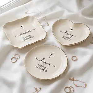Personalized Baptism Keepsake for Her, Custom Cross Jewelry Dish, Religious Baby Gift Christening Favor, Birthday Gifts For Bestie, Gifts for Best Friend