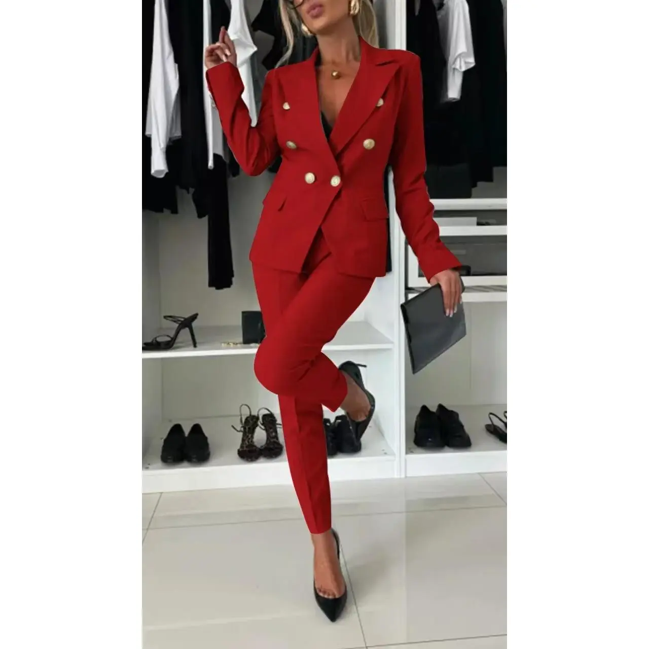 2025 women's business suit jacket suit temperament slim suit and pencil pants suit two piece suit for women