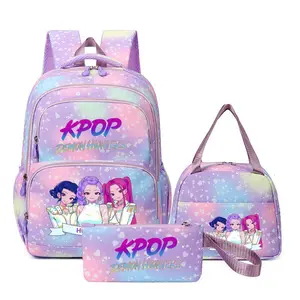2026 New k -Pop Backpack solid color women's backpack&lunch bag witch group star printzipper closure Trendy backpack fashionableand versatile casual trend suitable forstudents going to school, campus, travelingwomen's backpack 3-piece