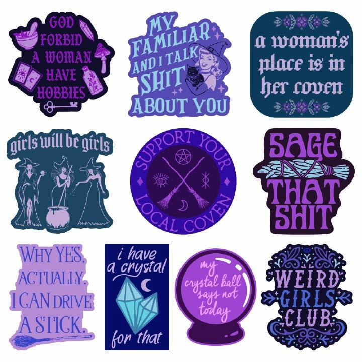 Witchy Sticker Extra Large Stickers for Halloween Funny Adhesives with Memes Funny Stickers with Colorful Graphic Decals Halloween Multi Witchy Sticker Extra Large Stickers for Halloween Funny Adhesives with Memes Funny Stickers with Colorful Graphic Decals Halloween Multi