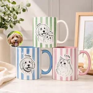 Customized Pet Photo Portrait Ceramic Coffee Cup - Personalized Dog, Cat, Puppy Drink Mug (11oz, 15oz)