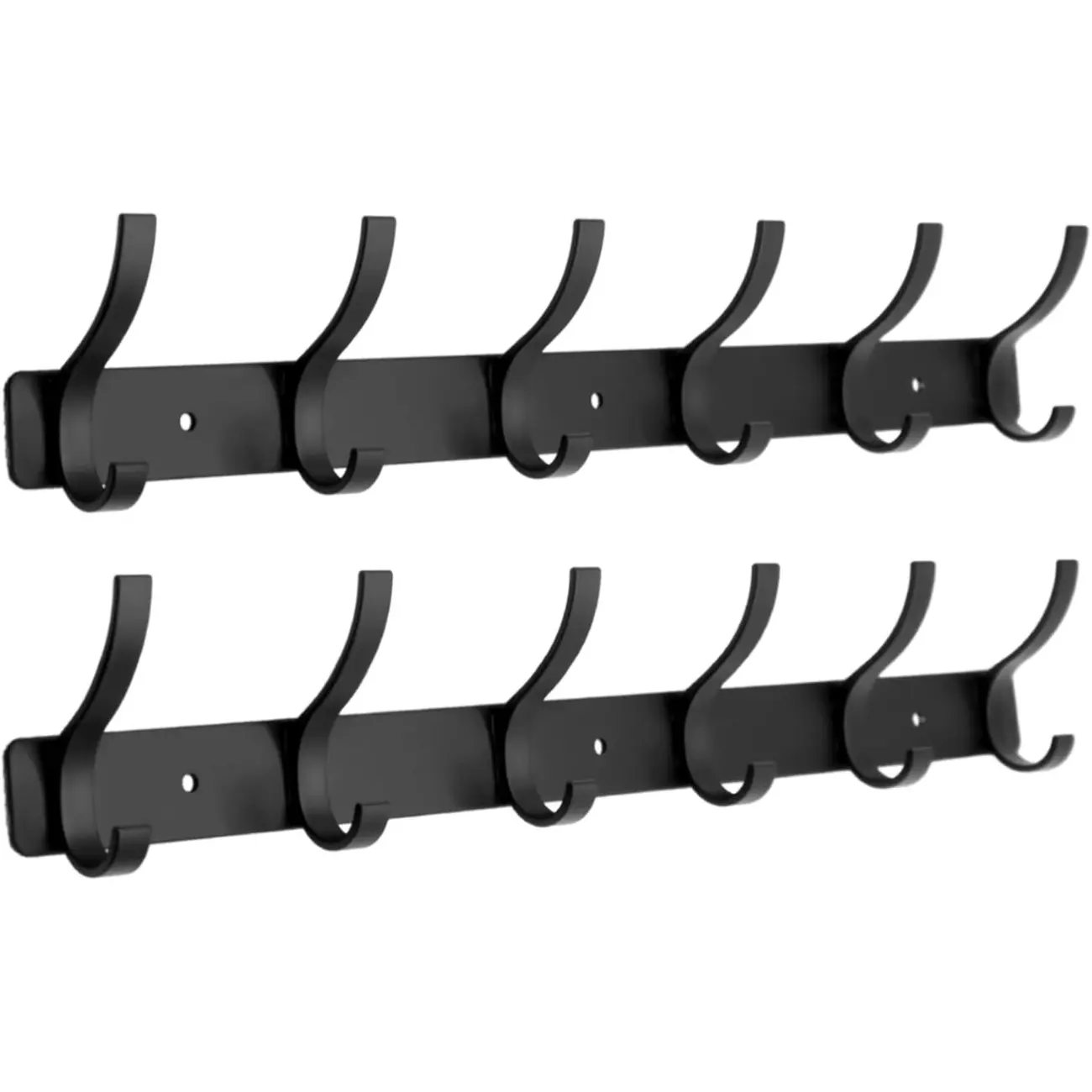 2 Pack Coat Rack Wall Mount, Wall Hooks for Hanging, Entry Coat Hooks Coat Hanger, Hat Rack Holder for Wall, Key Holder Purse Racks, Towel Rack for Bathrooms (2 Pack, Black)