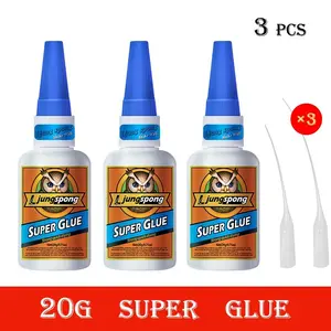 3 Pieces Instant Bonding Professional Clear Super Glue Quick Dry Cyanoacrylate for Plastic Wood Metal Crafts & Daily Household Repair Small Parts Bonding