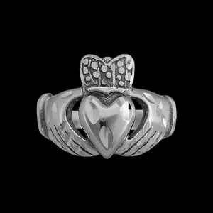 Diamond Cut Large Claddagh Promise Ring