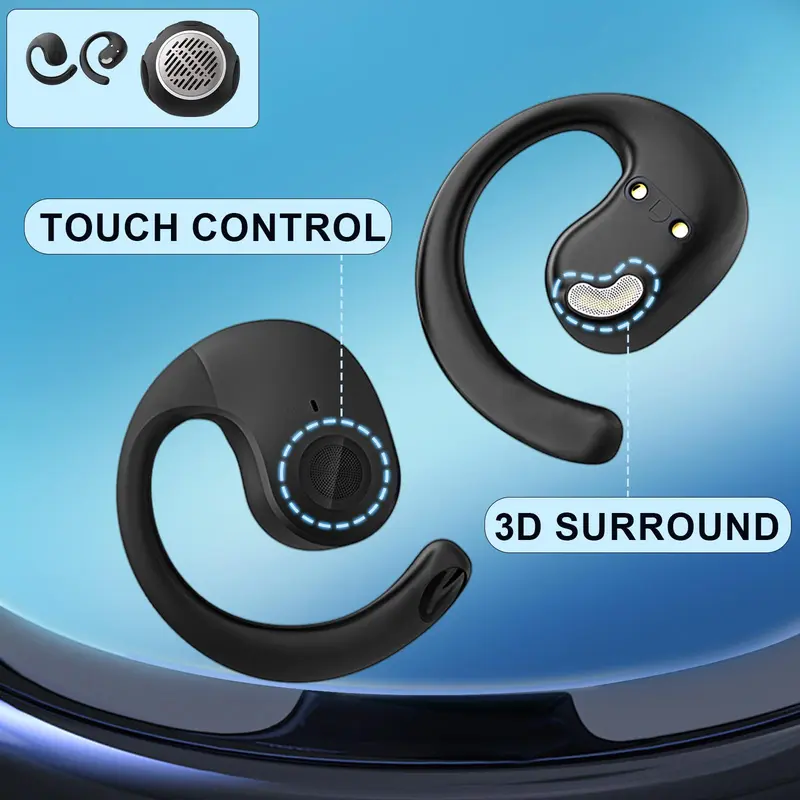 AKLLCCR Wireless Bluetooth Neck-Hanging Headphone, Audio 120dB, Weight 95g, Spherical 5.4 OWS, 3D Surround Sound, Waterproof Noise-Canceling Electronic Earbud for Sports, Music, Gaming & Talking