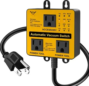 Upgraded Automatic Vacuum , Autoswitch for Dust Collector, Customizable Delay (3/7/10s) for Shop Vac, Adjustable Power Tool Trigger (30/60/100W), with Overload and Tripping Protection