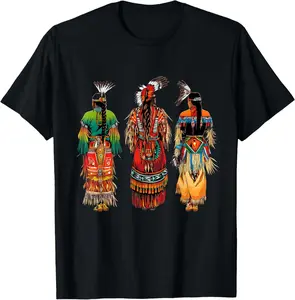 100% Cotton Indian Tribe Native American Feather Headdress Indian Chief T-Shirt