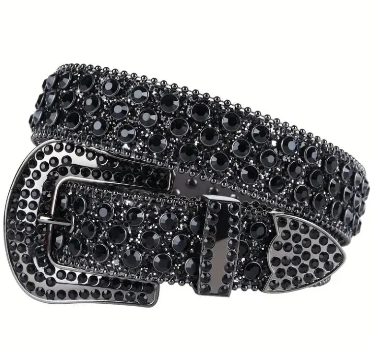 All handmade）TINIDI Luxury Strap Men Women Rhinestones Belt  display picture 1