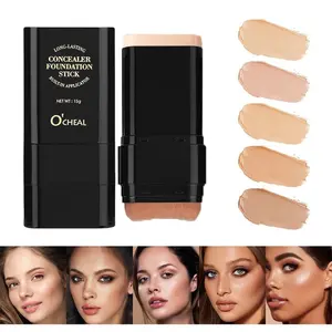 Concealer Foundation Stick, 2-in-1 Long-Lasting Foundation and Concealer with Brush, Creamy Full Coverage Matte Finish for Face Makeup