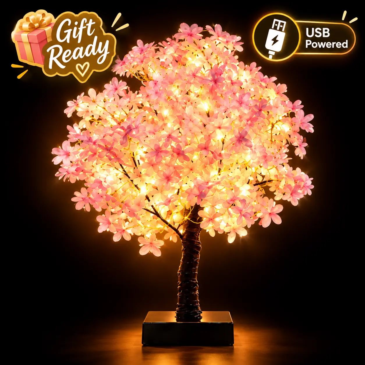 Cherry Blossom Tree Lamp – LED Bonsai Night Light, Soft Ambient Decor for Bedroom, Desktop & Gift