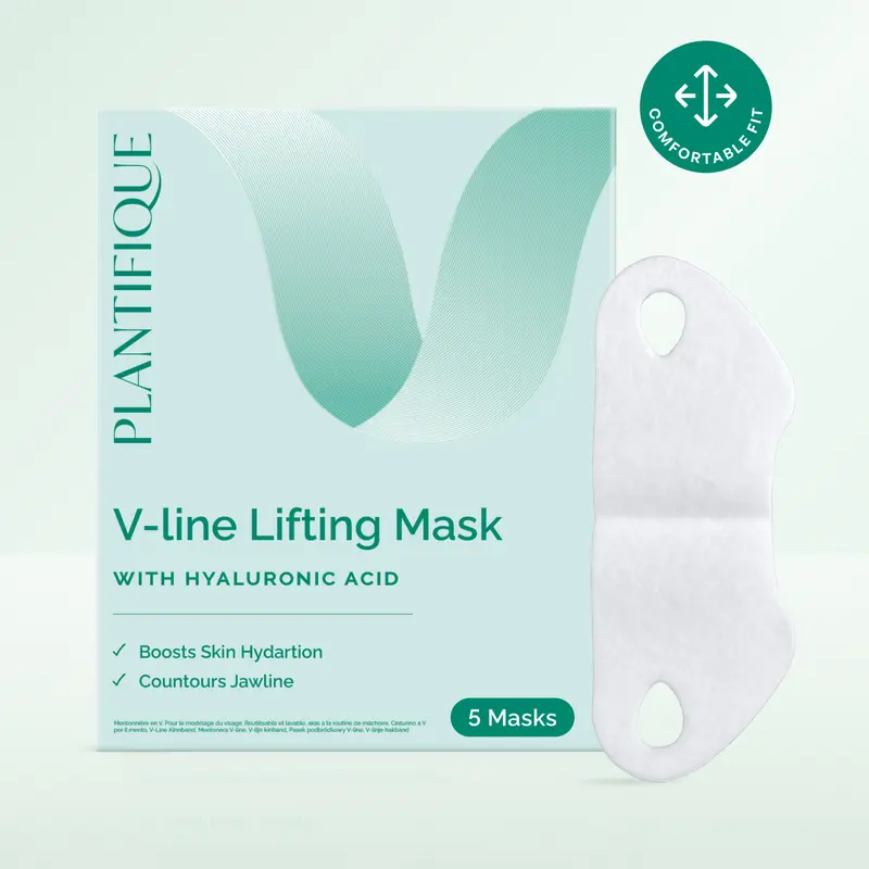 [PLANTIFIQUE Official Shop] V Line Face Mask with Hyaluronic Acid – Hydrating Jawline Mask for Skincare Routine (5 pcs) Hypoallergenic Skin Safe Skin Renew