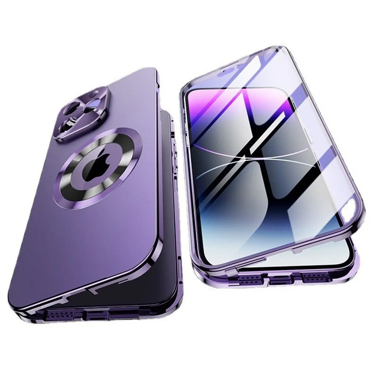 Anti-peeping Magneto leaked label magnetic suction suitable for iPhone15 mobile phone case full cover frosted glass Apple 14 hard cover