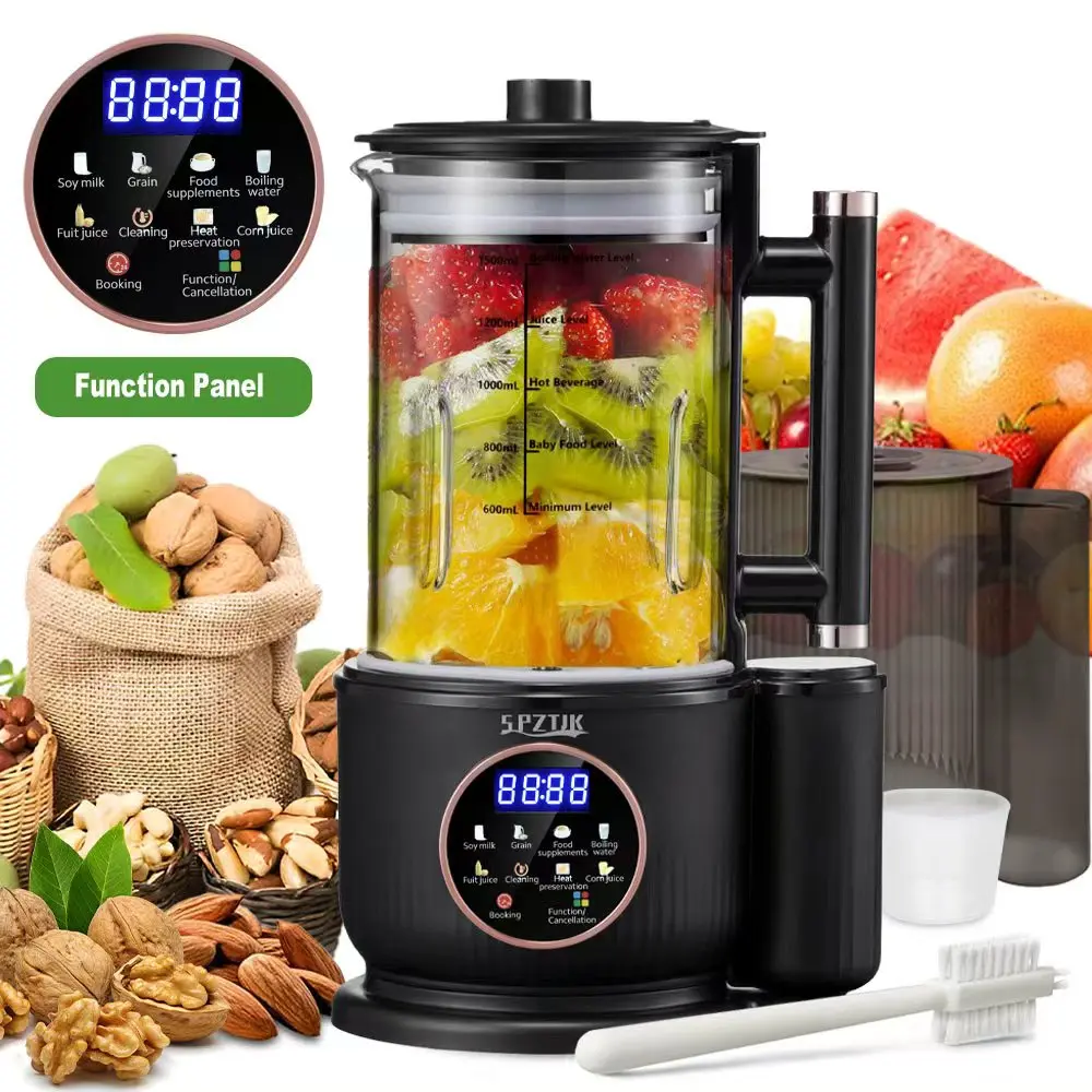 SPZTJK Nut milk maker, 10-in-1 self-made automatic plant, Soy, Almond, Oat, Coconut Milk, etc., multi-functional / 12-hour timer/automatic cleaning/room temperature/heat preservation/boiling/room temperature