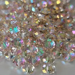 460Pcs 8mm Crystal Glass Beads for Jewelry Making Beads for Bracelets Necklace Pendants Making Supplies(Silver Champagner)
