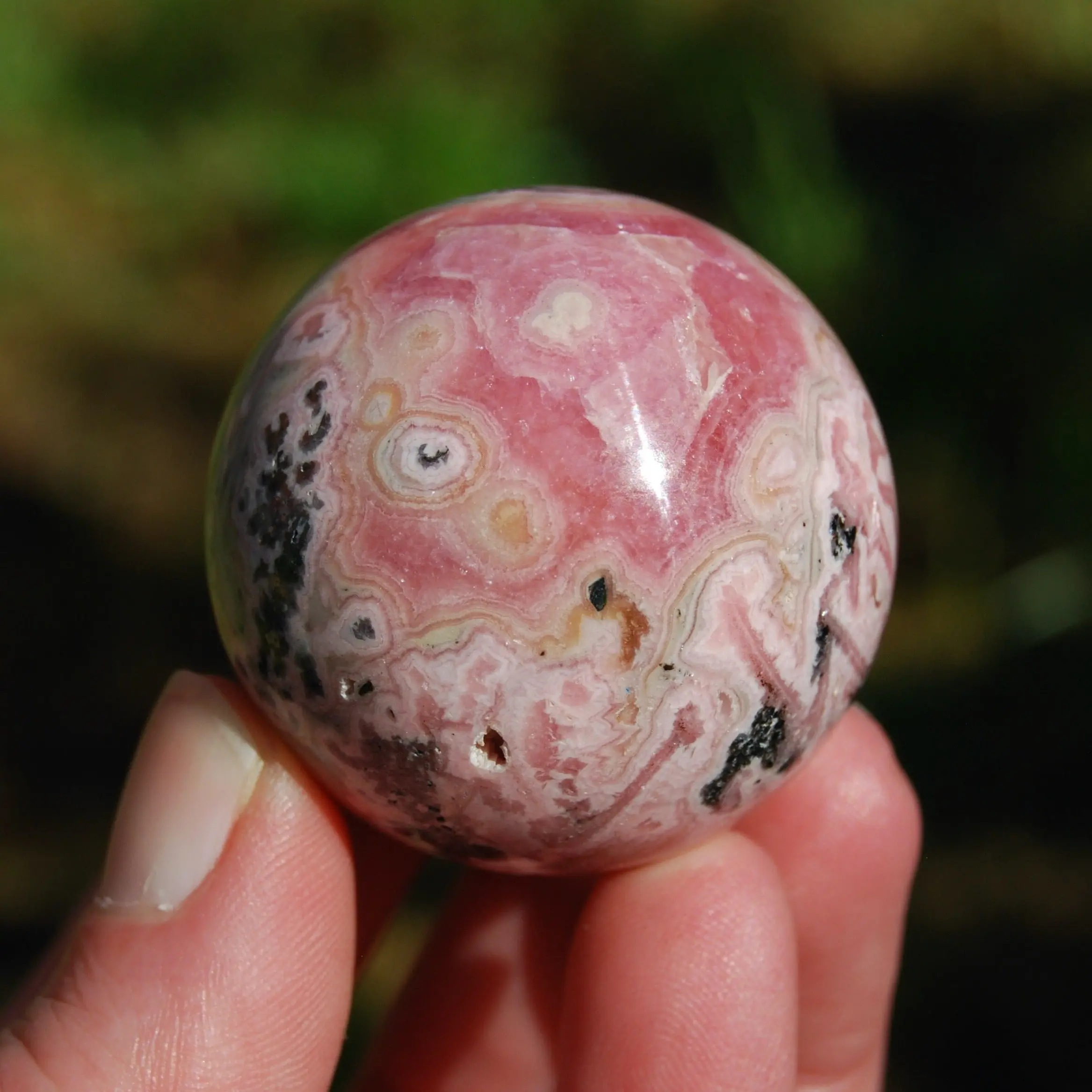 41mm 127g Genuine Rhodochrosite Gemstone Sphere, Large Pink Rhodochrosite Crystal, Argentina