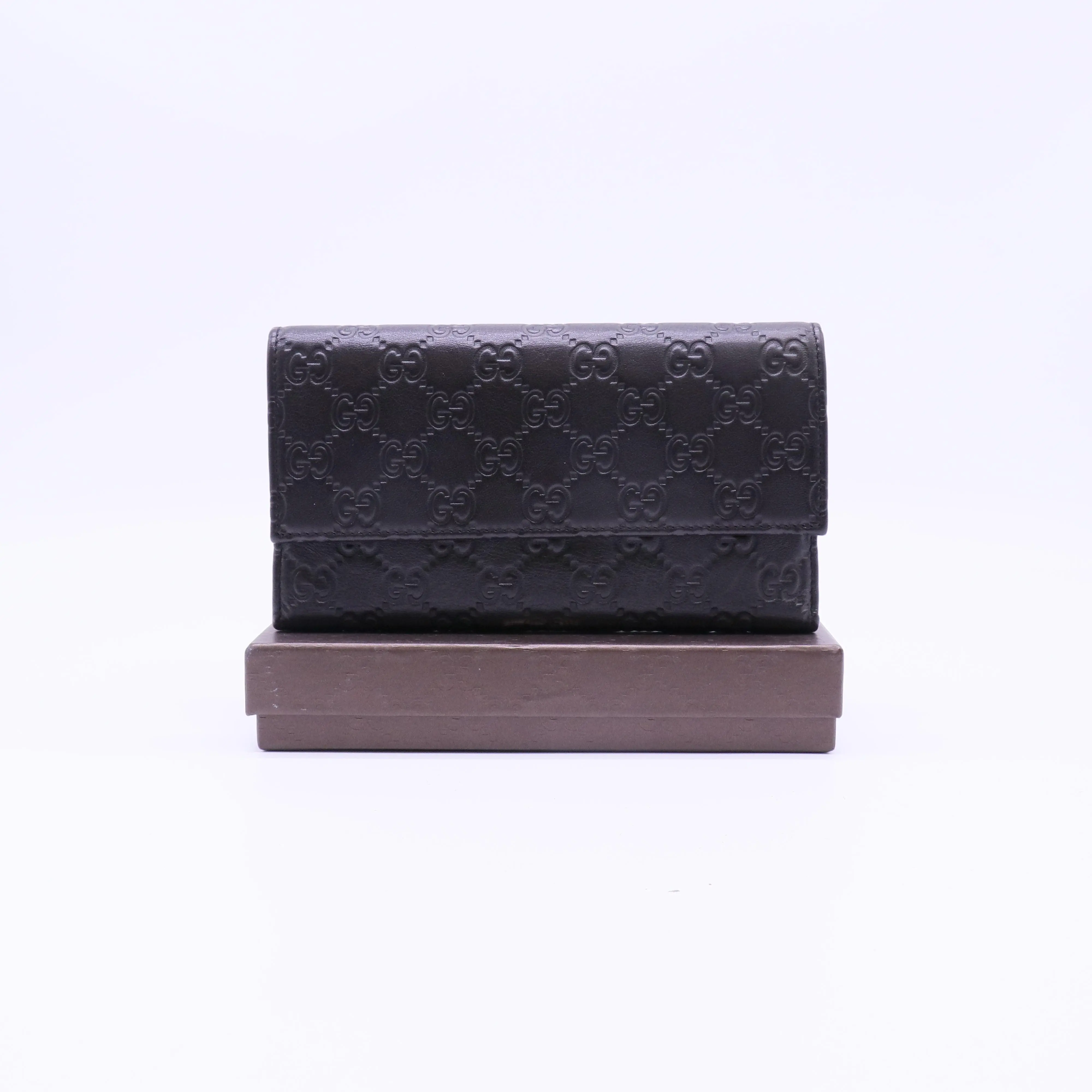 Pre-owned GUCCI Leather Small Leather Goods Guccissima Flap Wallet W21881