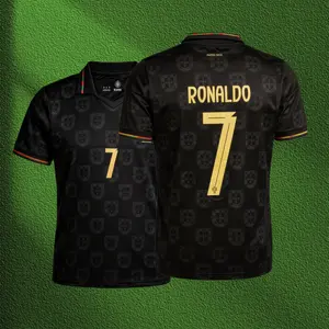 2526 Home Black No. 7 Cristiano Ronaldo Short Long Sleeve Jersey Soccer Jerseys