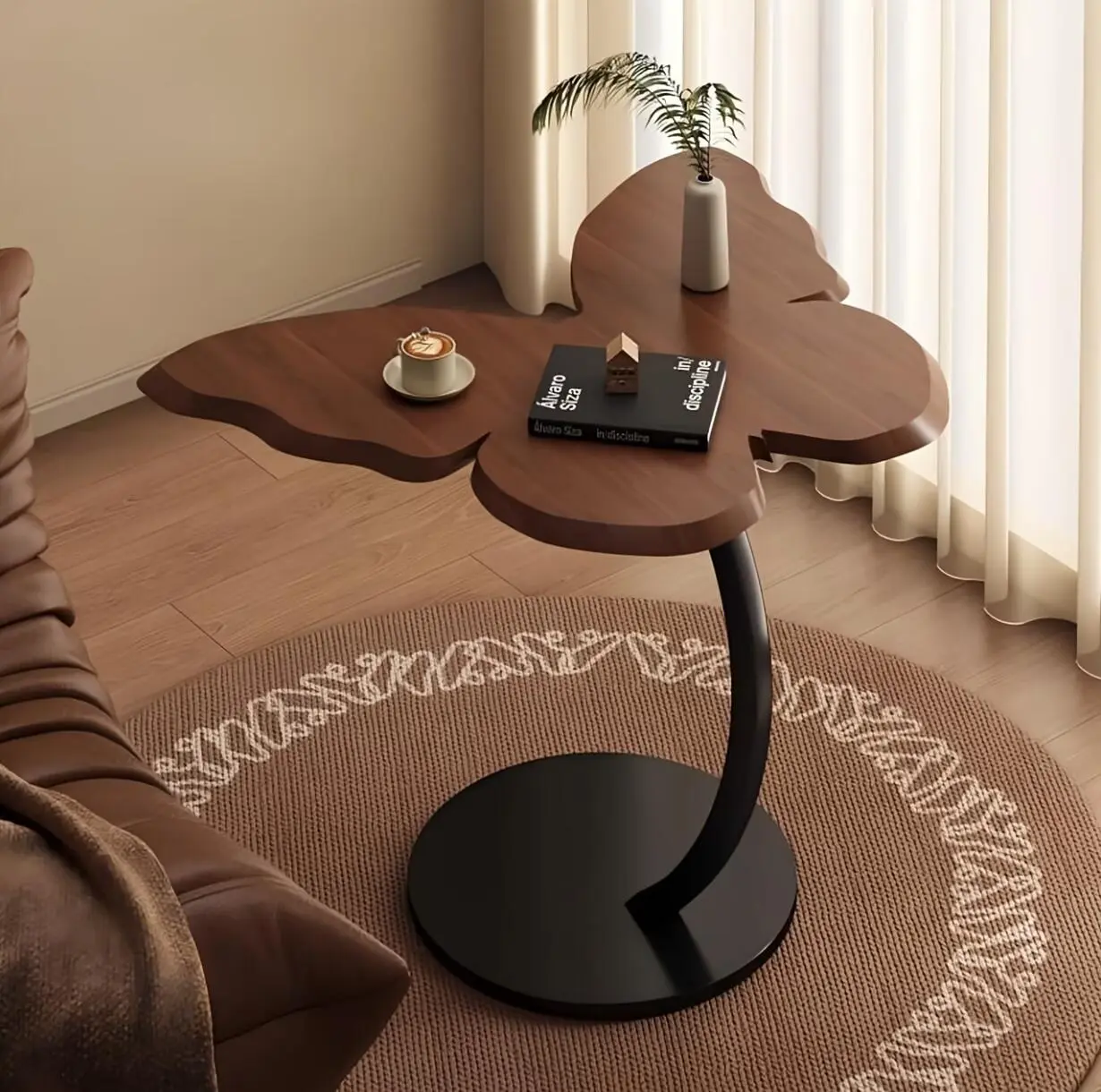 A Side Table Designed Like a Butterfly | A Small Vintage Tea Table | Features a Sturdy Metal Base | A Decorative Piece for The Living Room And Bedroom | Contemporary Furniture Shelf for Both Spaces