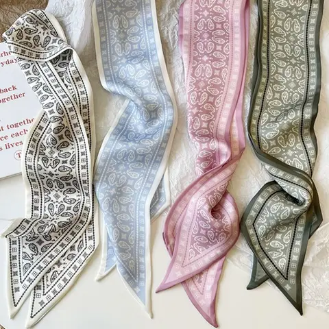 Set of 4 Elegant Long Scarves, Fashion Hair Scarves, Scarf for Hair, Floral & Striped Patterns, Versatile Hair Accessories, Scarf Head Wrap, Perfect Gift Idea, All-Season Wear
