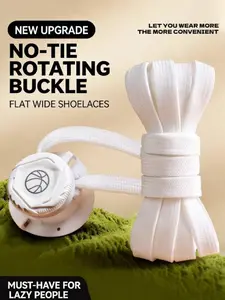 Rotating Button Lazy Shoe Laces No Tie Fixed Device Unisex Sports Casual Flat Wide Shoelaces Rope Buckle, Easy Wear Shoe Straps, Shoe Strings No Tie, Shoe Strings For Sneakers