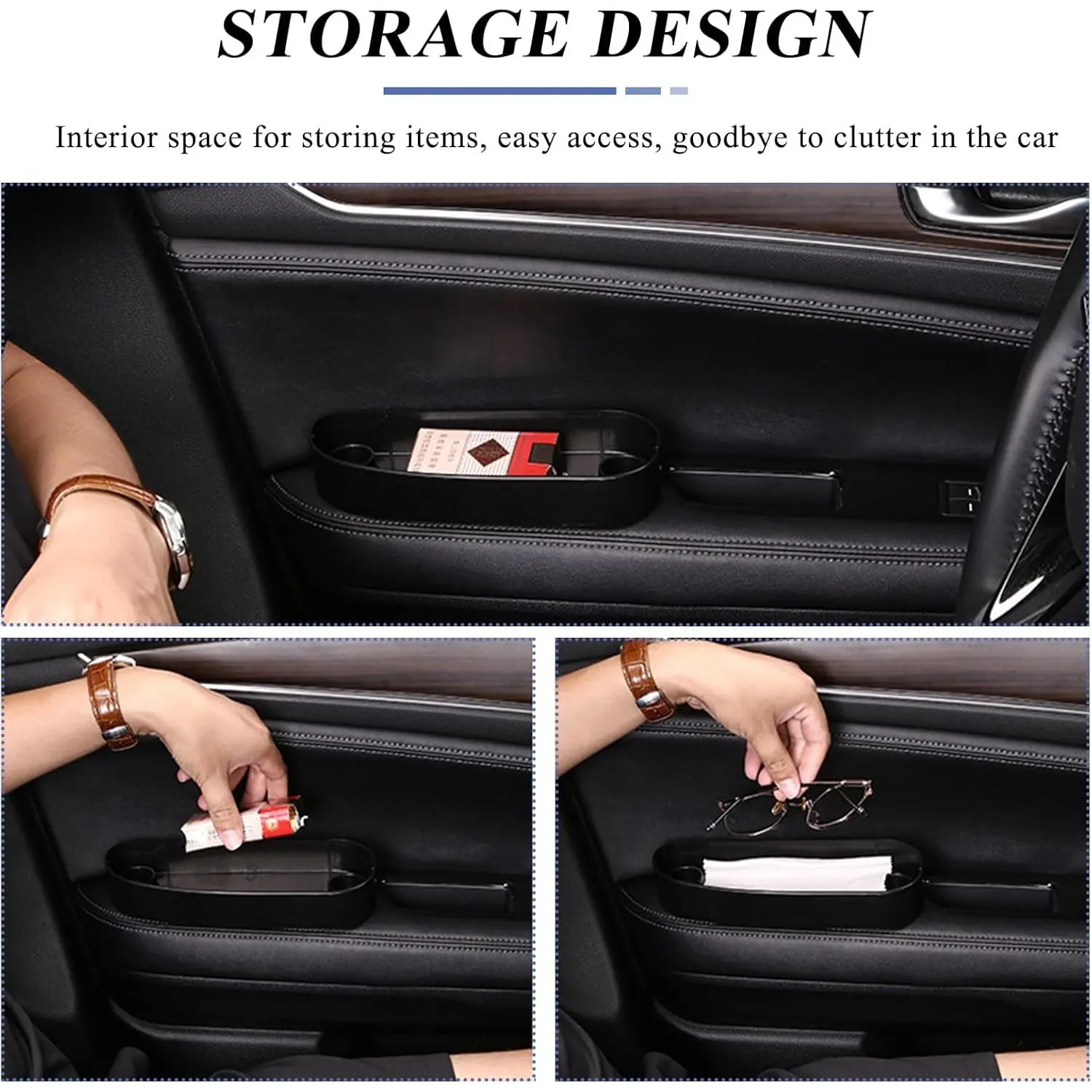 Car Armrest Support Cover – Adjustable Side Door Elbow Pad With Storage Box – Relieves Driver Fatigue – Universal Fit, Easy Install (Black, Style 2)