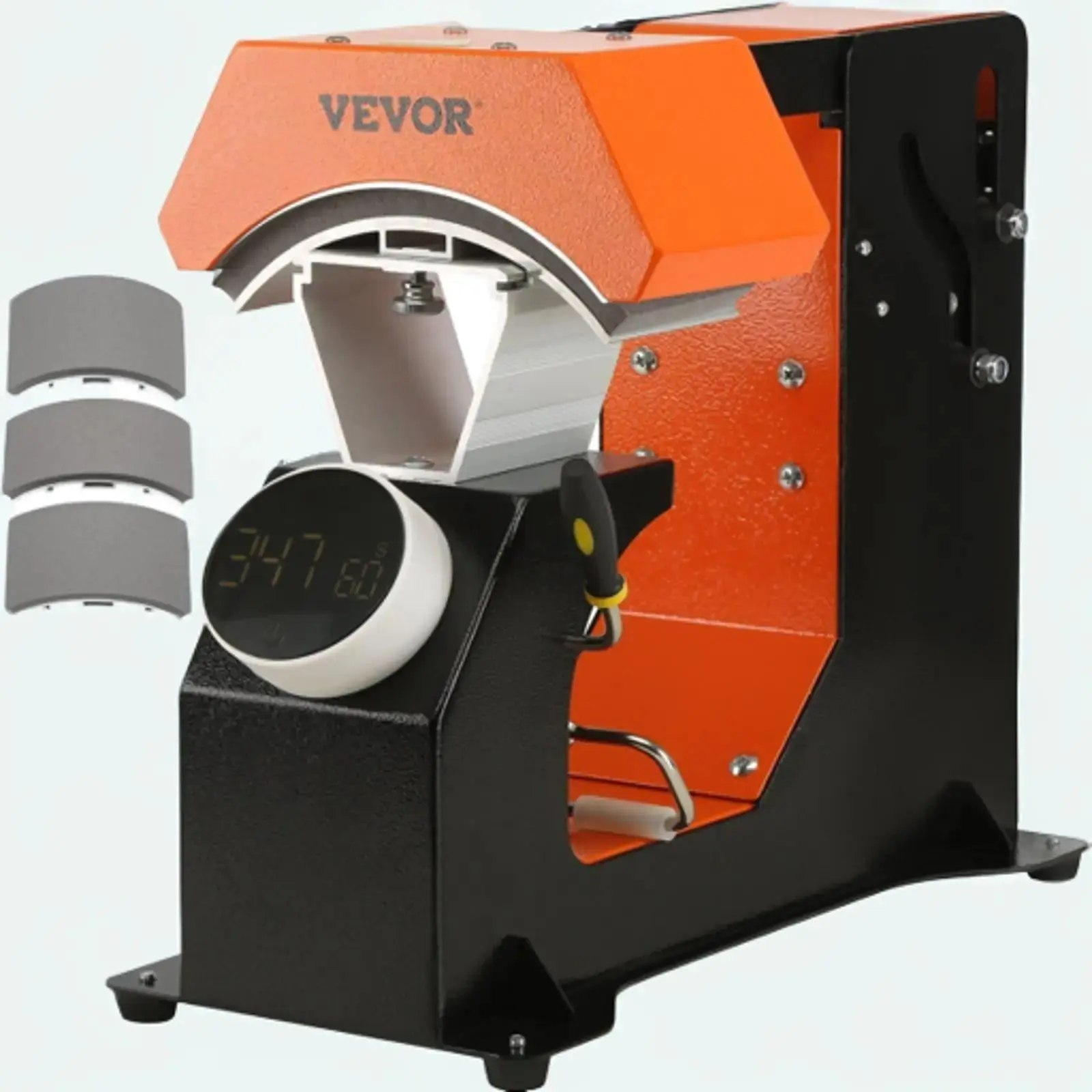 【Backtoschool】VEVOR 3-in-1 Auto Hat Heat Press with 3pcs Interchangeable Platens(6.6" x 2.7",  6.6" x 3.8", 6.1" x 3"), Automatic Release&Press Knob-Style Digital Control Panel, Heat Transfer Printing for Caps