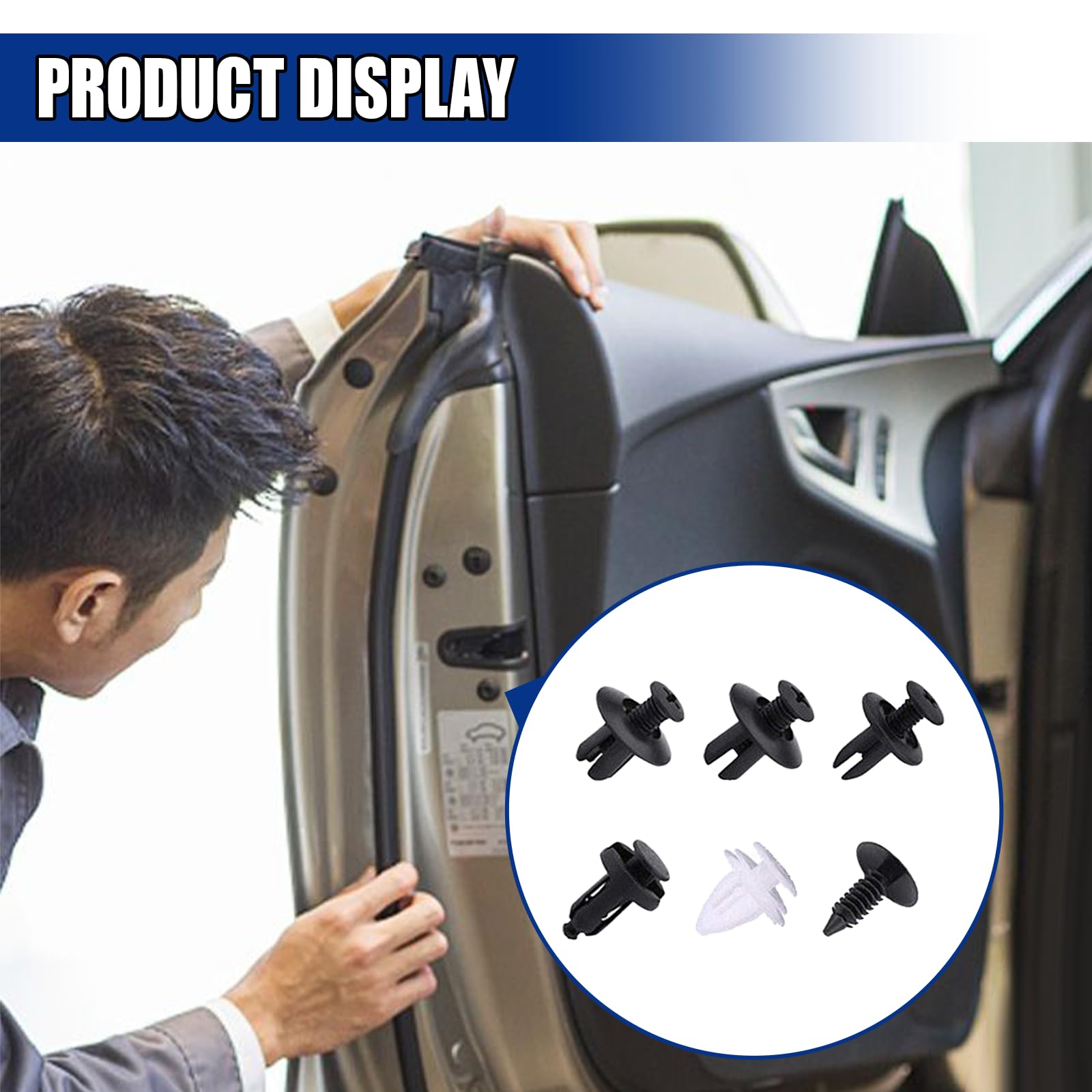 100Pcs Automotive Push Pins Clips Set Heavy-Duty Nylon Bumper Fasteners for Car Body Trim Door Panels Shields Replacement Kit for Vehicles