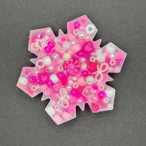 Pink Silicone Snow Flake Picky Pad for Anxiety Stress Relief & Skin and Hair Picking ADHD Toy Soft Gentle Design Fidgets ADHD Toy 3x3 Inch