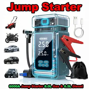 Jump Starter with Air Compressor, 150 PSI Car Air Compressor & 5000A Peak Car Jump Starter (2.64 Gallons Of Gasoline, 2.38 Gallons Of Diesel) with LED Light, Power Bank Function.