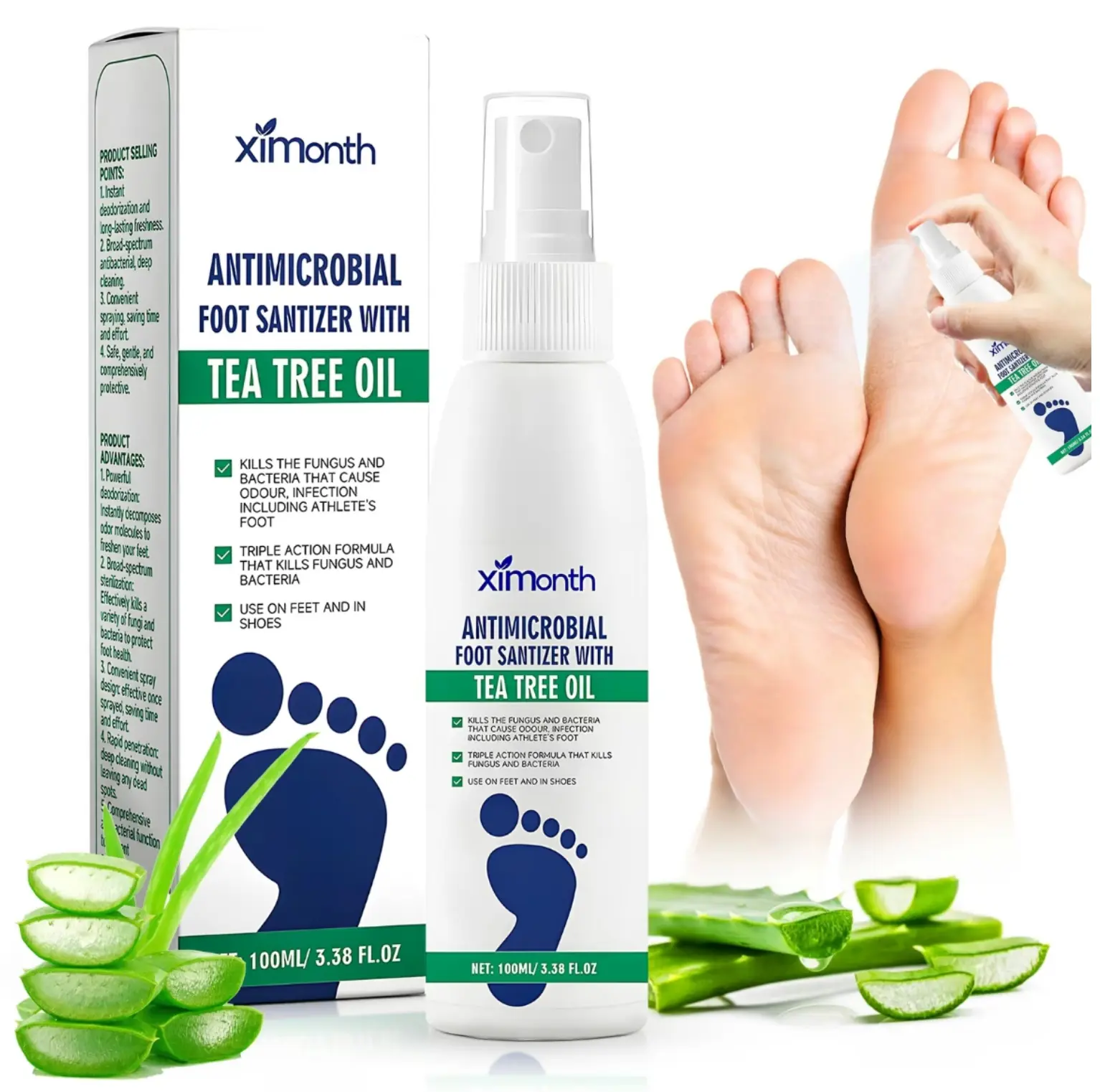 Tea Tree Oil Foot Care Spray, Moisturizing & Deep Cleaning Foot Spray, Gentle Foot Care Product for Women & Men Daily Use