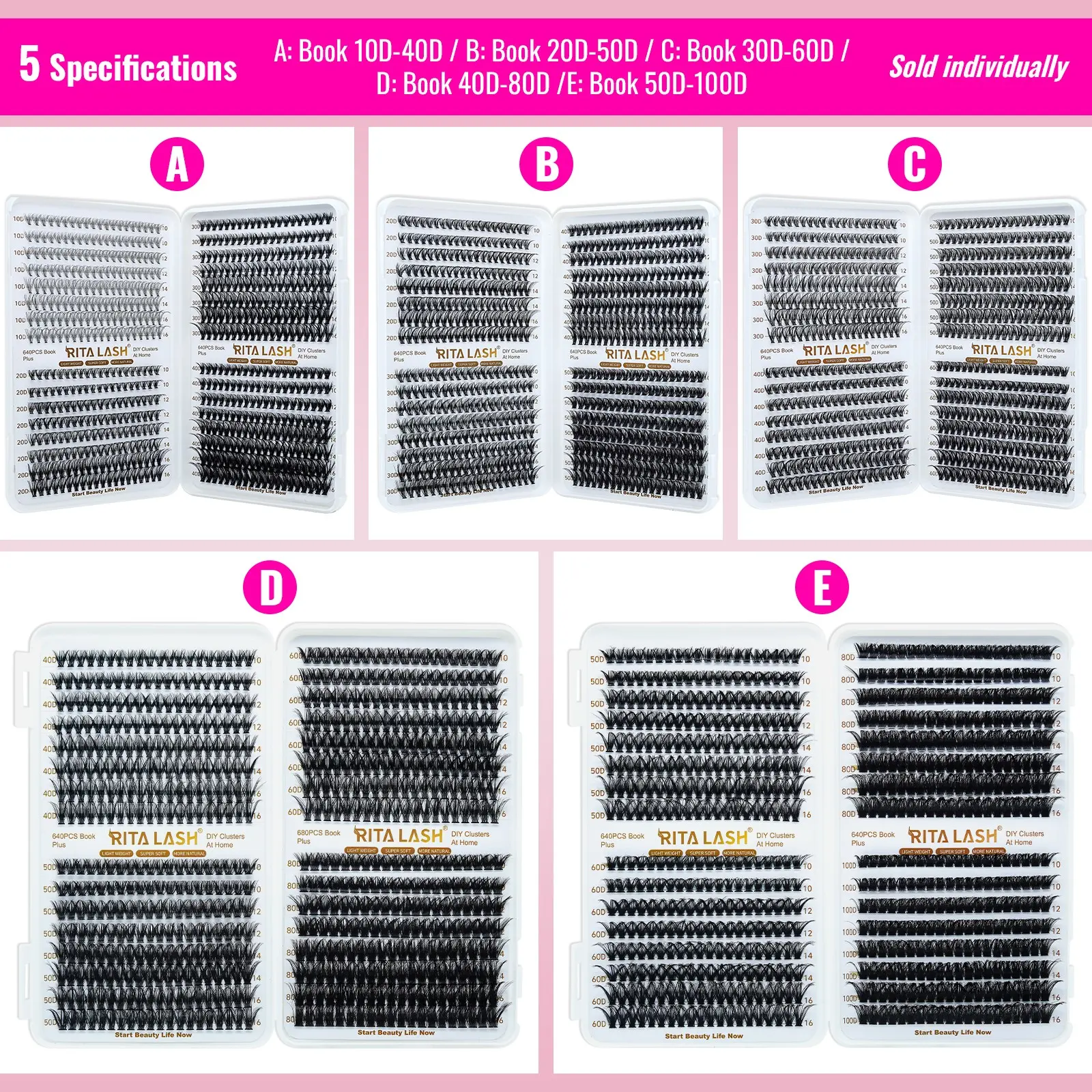 Individual False Eyelashes, Cosmetic False Lashes, Diy Fluffy Cluster Lashes, 640pcs/box Natural Look Eyelash Extensions, Self Grafting Curly False Eyelashes, Full Volume Eyelash Extensions, Mega Volume Self Adhesive Eyelash, Eyelash Set