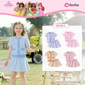 Disney PatPat Princess Ariel Little Mermaid Toddler Girls 2-Piece Pearl Button Knit Top & Tweed Skirt Set for Ages 2-9 Years Cute Minnie SpringGlowUp RefreshedLook Clothing Outfits