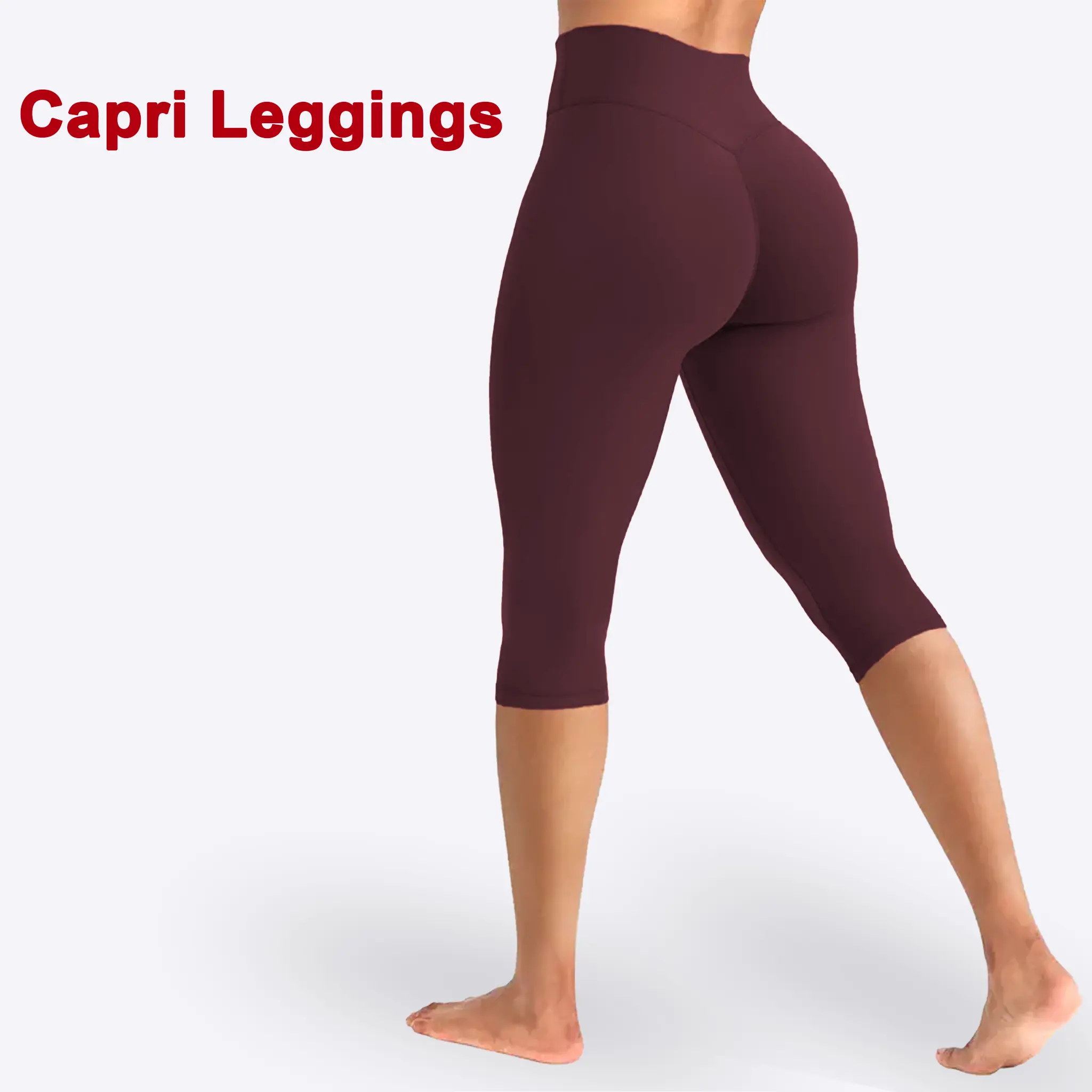 DEEFY Capri Leggings High Waisted Tummy Control Butt Lifting Hidden Scrunch No Front Seam Gym Yoga Workout Pants Women Activewear Seamless Stretch Fitness