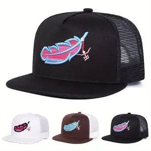 Adjustable Feather Embroidered Hip Hop Hat Mesh Hat Baseball Cap Trucker Hat for Casual Outdoor Use, Unisex Sun Protection