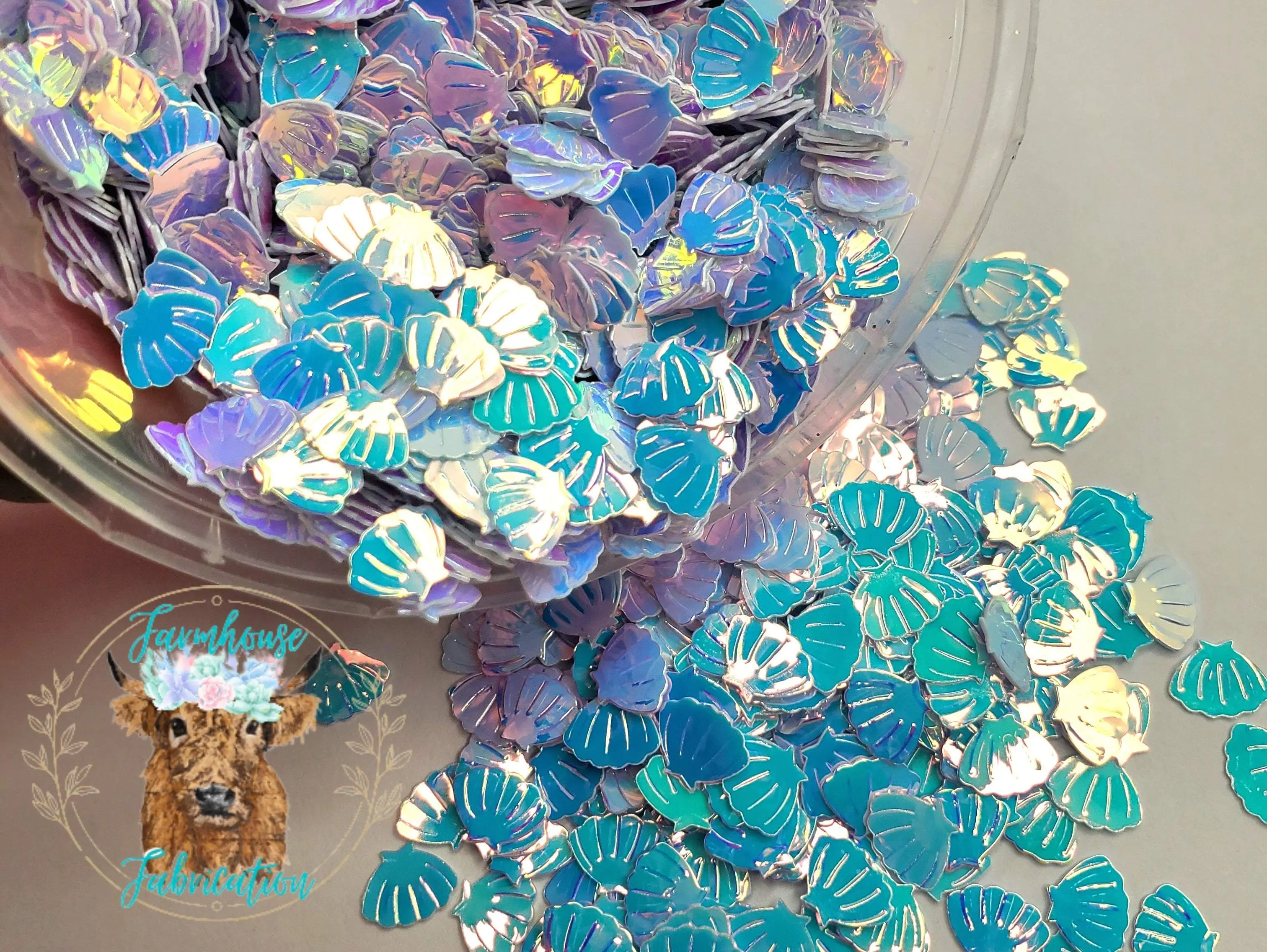 "She Sells Seashells" Opal Seashell Glitter Shapes / Beach Tumblers