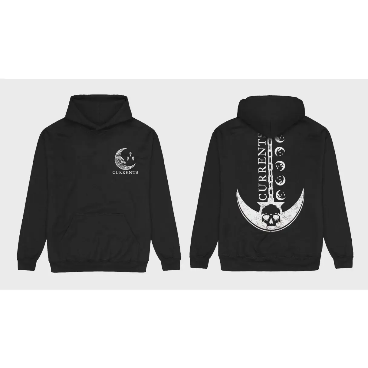 Currents Guillotine Graphic Hoodie, Black Heavy Band Merch Pullover Streetwear Apparel