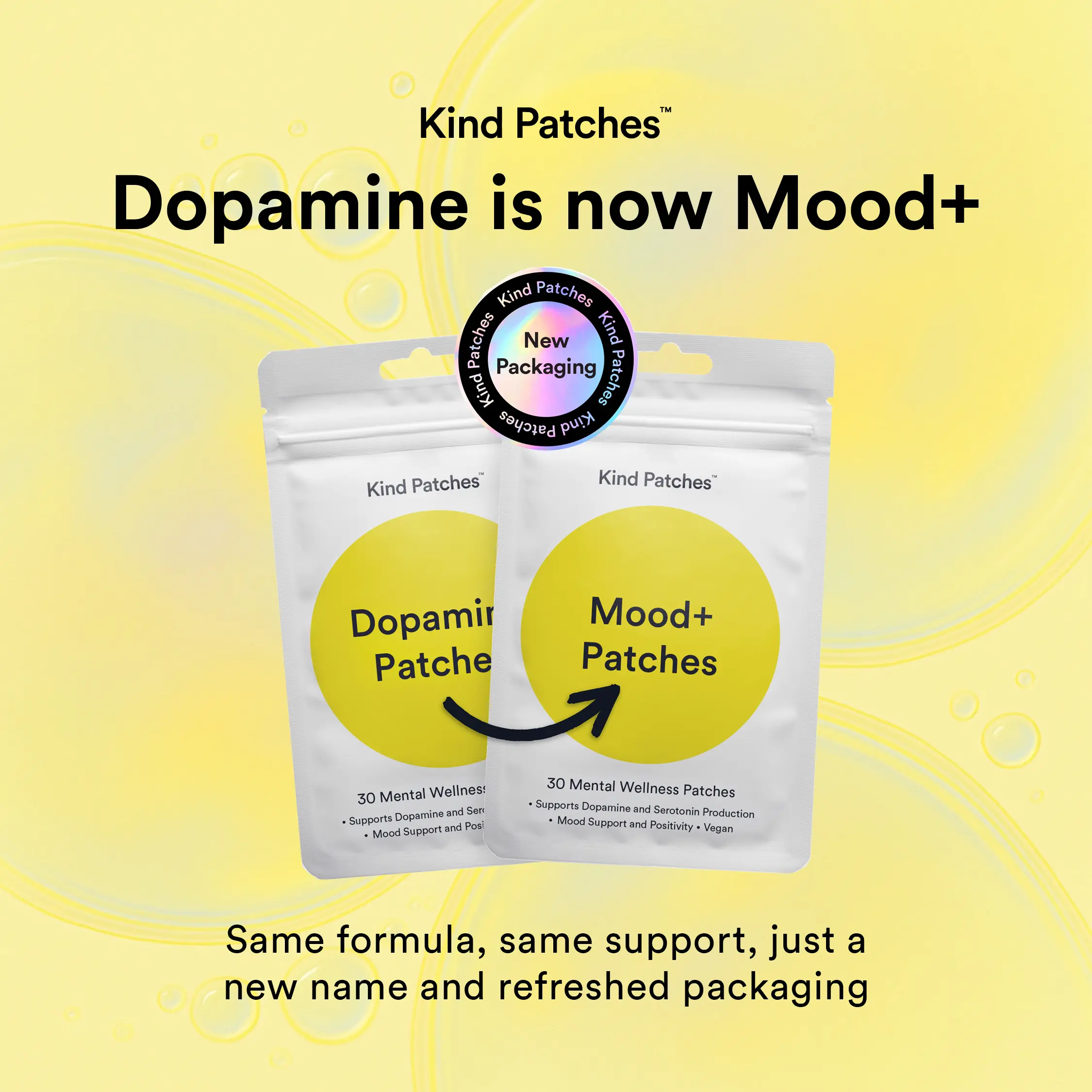 Kind Patches: Mood+ Patches: 30 Mental Wellness Patches: Supports Serotonin Production, Mood Support and Positivity, Vegan
