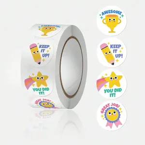 500pcs Roll 1 Inch Reward Stickers for Kids, Funny Stickers, Children Kindergarten School Encouragement, Students Games Toys Animal Stationery Labels