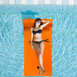 [Costway] Floating Water Mat Pad, Lily Pad with Rolling Pillow Design, Bouncy Tear-Resistant 3-Layer XPE Foam, Roll-Up Swimming Foam Pool Floats for Lake River Boat Adults