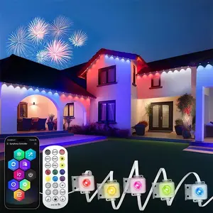 148FT APP Permanent Outdoor Eaves LED Lights Waterproof Smart RGBIC String Lights DIY Scene Full House Christmas Lighting Decor Dimmable Rgb