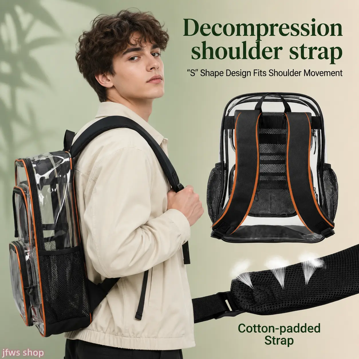 2026 New Large Transparent Heavy-Duty PVC Bookbag Backpack, Multi-Function Back-to-School Haul Bag for First Day of School, Reinforced Stitching, Comfortable Shoulder Straps, Multiple Compartments, Lightweight, Water-Resistant, US Light Luxury Design, Fir