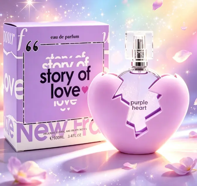 STORY OF LOVE Midnight Dream EDP Unisex Perfume - 3.4 fl oz/100ml Women's Daily/Date Night Spray, Sweet Floral Fruity Scent, Long-Lasting, Enchanting Purple Heart Bottle, Liquid Fragrance, Floral Scents Floral Eau Perfume Floral Scents Floral Eau Perfume