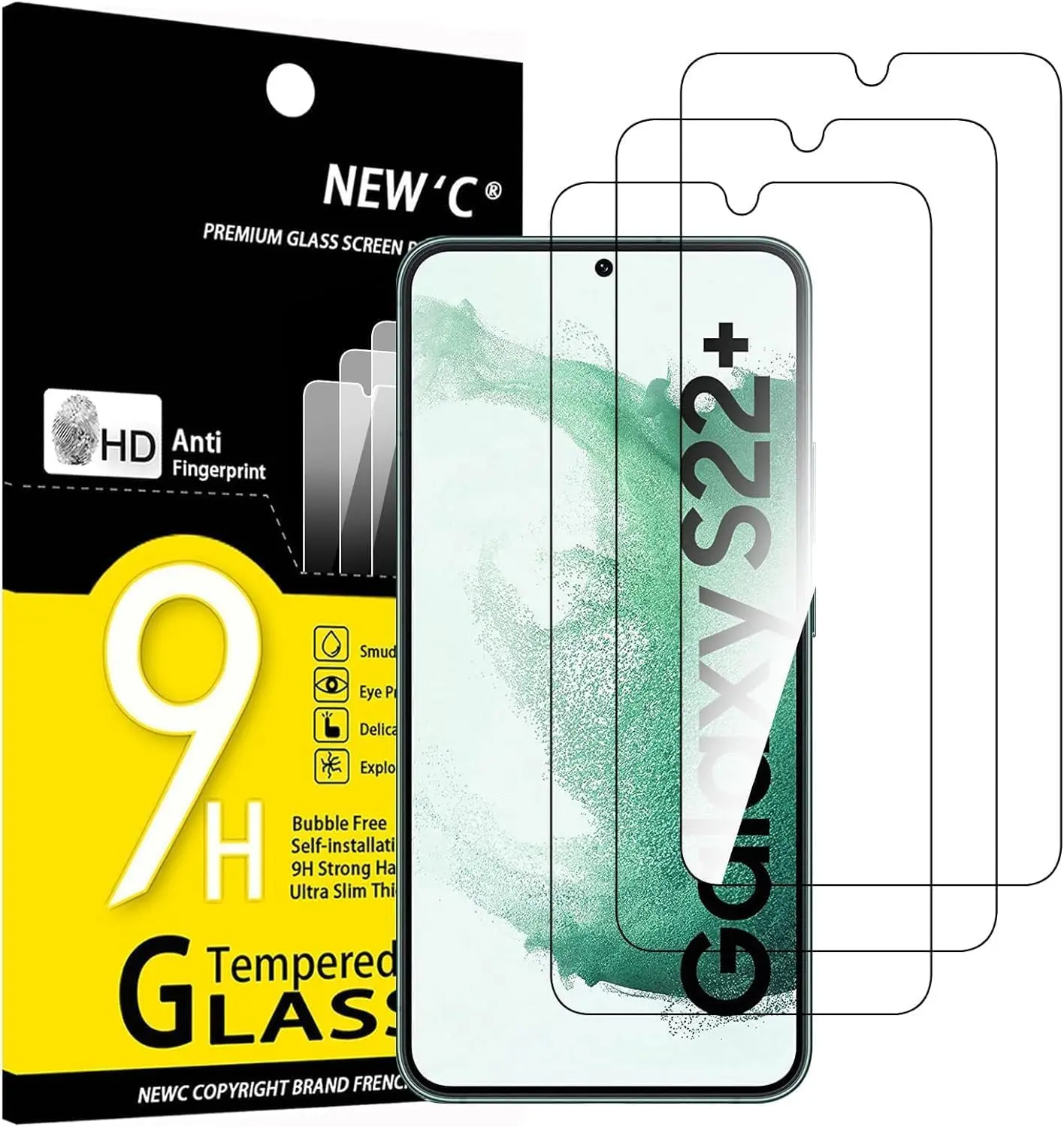 NEW'C 3 Pack Designed for Samsung Galaxy ,S20 * S20+ , S20 Ultra , S20 FE , S21 , S21+ , S21 Ultra , S21 FE , S22 ,S22+ ,S22 Ultra , S23 ,S23+ ,S23 Ultra , SScreen Protector Tempered Glass, Case Friendly Scratch Resistant,Bubble-Free, Ultra Resistant