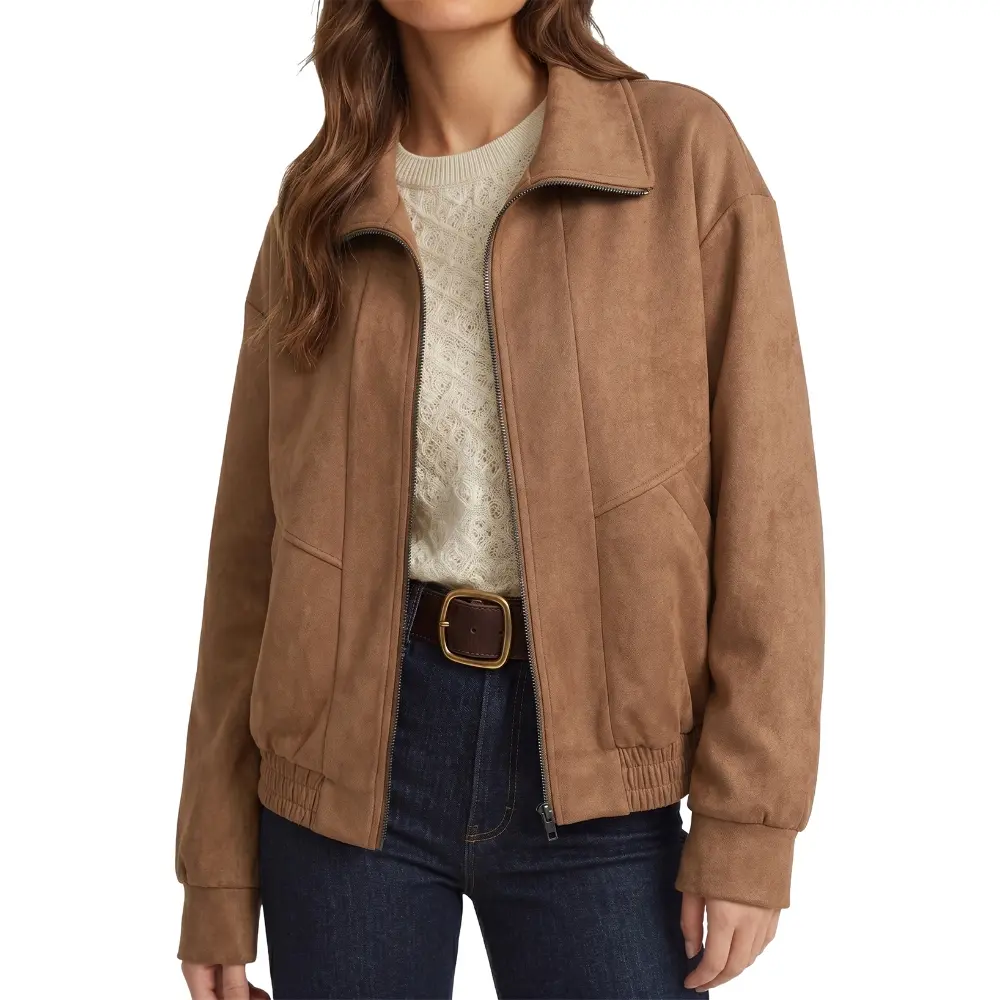 Dokotoo  Women's Casual Long Sleeve Collared Zipper Coat Shacket Jacket with Pockets Suede Autumn Winter Coat