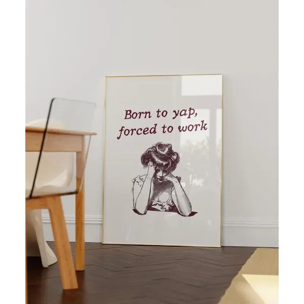Yapper Gossip Funny Art Poster - Cute Girly Decor For Office & Apartment Walls
