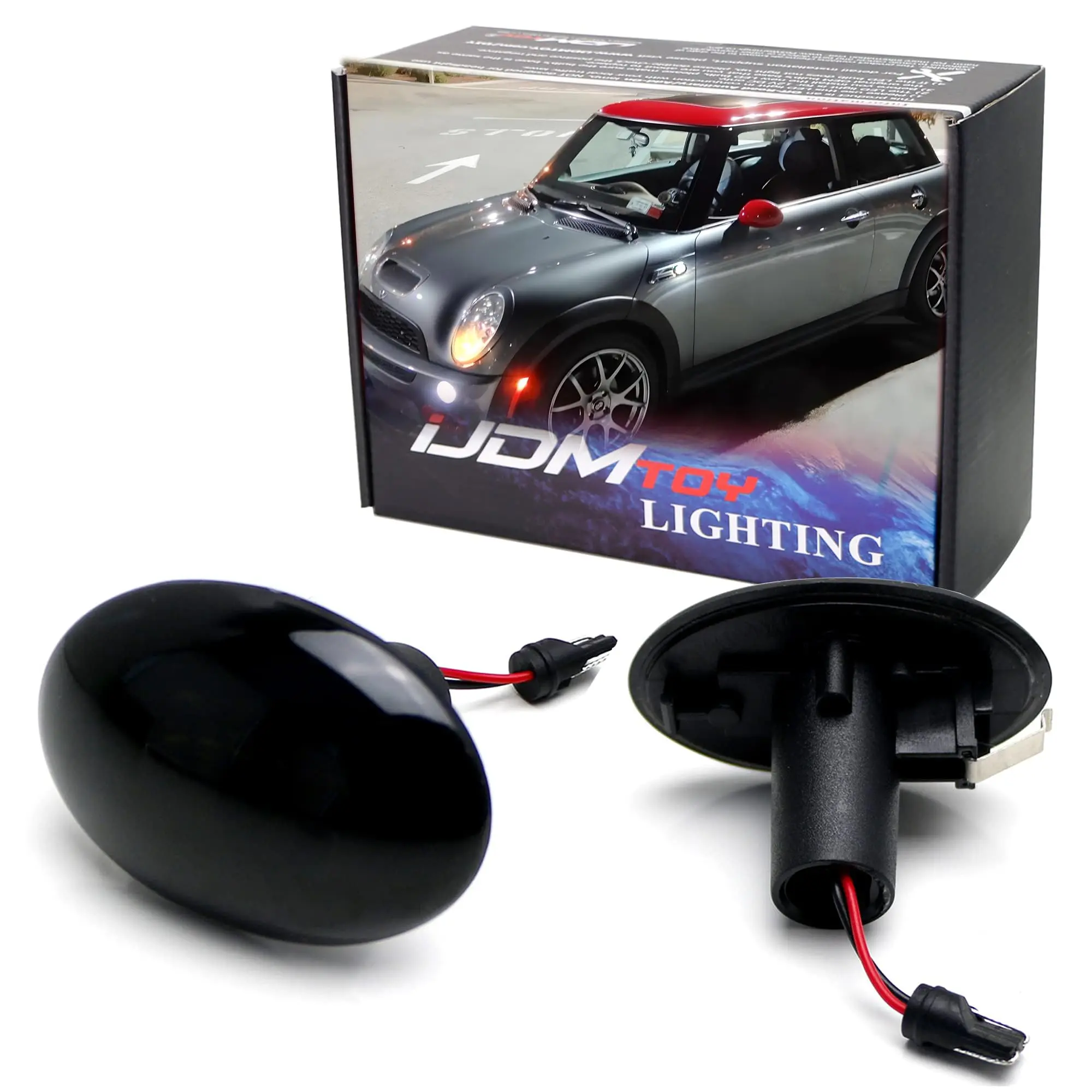 iJDMTOY Black Dark Lens Xenon White LED Fender Front Side Marker Blinker Lights For 2006-2014 MINI Cooper MKII (2nd Gen) R56 R57 R58 R59