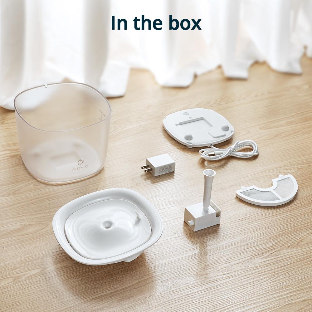 PETEMPO Cat Water Fountain, with Wireless Pump and 2 Flow Modes, 2L Capacity for Cats and Dogs