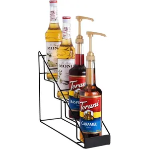 Coffee Syrup Rack for Coffee Bar Accessories, Fits with Torani and Monin Syrup, Coffee Bar Organizer Holds 4 Bottles